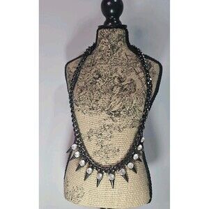 PC2125 UNIQUE VINTAGE STYLE GUN METAL GRAY DIAMANTE CHOKER NECKLACE